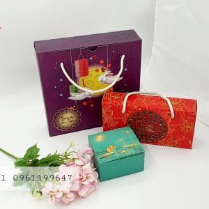 Hộp đựng bánh trung thu giá sỉ Tết Đoàn Viên 2 bánh màu đỏ 9 Hộp đựng bánh trung thu giá sỉ rẻ