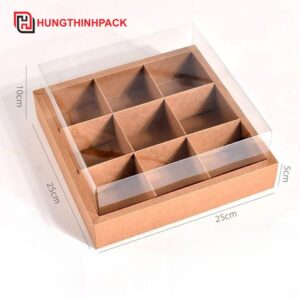 Hộp giấy đựng bánh trung thu, đựng bánh, phủ mica trong suốt kiểu Nhật