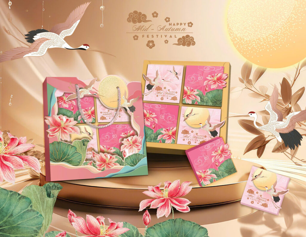 In Hộp đựng bánh trung thu 4 bánh theo yêu cầu 1 Hop trung thu 4 banh gia re