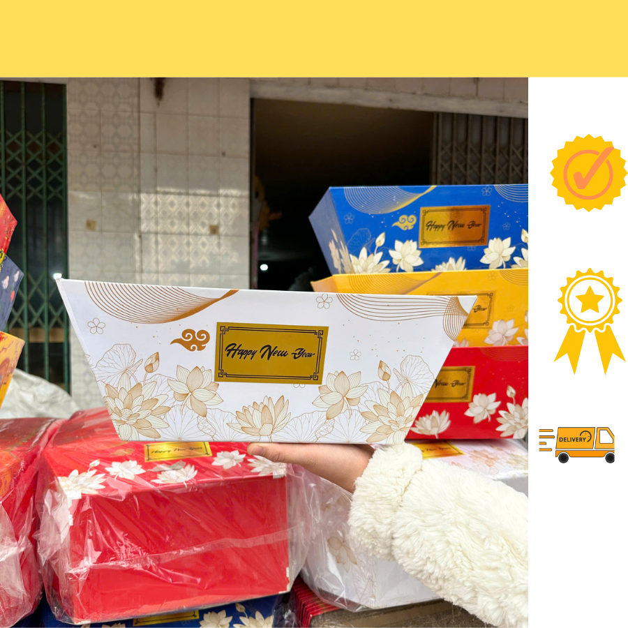 Đặt In Khay Thuyền Đựng Quà Tết Tại Hà Nội 2 mau khay thuyen dung qua Tet dep